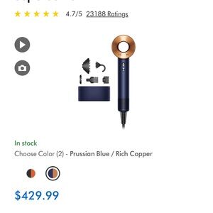 Dyson Hair Dryer in Blue and Copper
